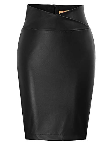 GRACE KARIN Mujer Falda de Cuero para Mujer Bodycon Falda Tubo para Fiesta Tamaño L DECL05-1