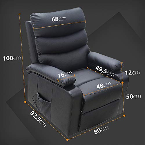 gridinlux. Sillón Relax Extra Acolchado Levanta Personas WENGUÉ Marrón. Elevación Automática con Mando, Reclinable, Masaje y Calor Lumbar. 8 Motores, 4 Zonas de Masaje, 5 Modos, Fácil de Limpiar