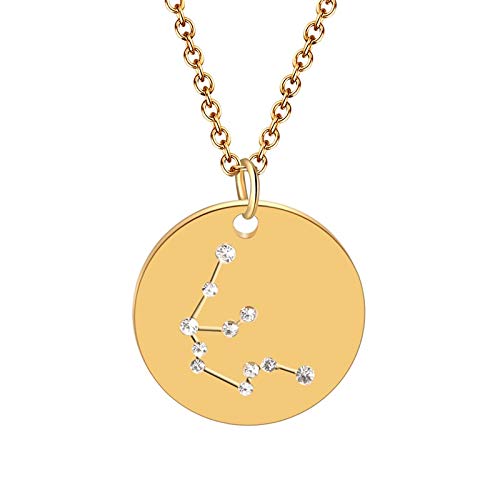 GSOLOYL Collar de la declaración del horóscopo de la astrología for gótica Mujeres Joyas de Oro 12 Constelaciones Collar Redondo del Encanto del ahogador Regalo (Metal Color : Aquarius)