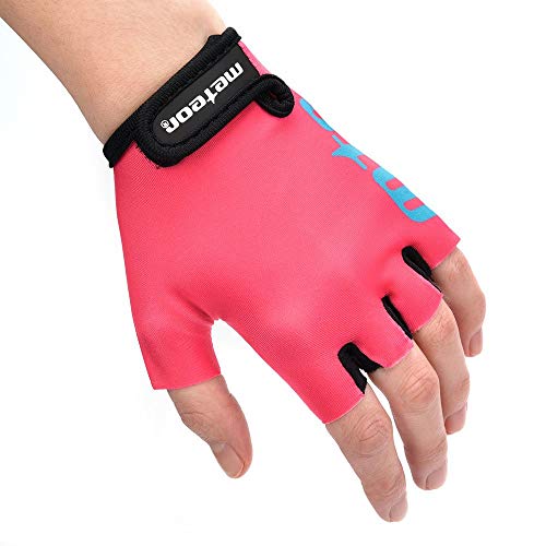 Guantes Bicicleta MTB BMX Ciclismo Montaña Carretera Fitness Gimnasio Bici Escalada Senderismo y Otros Deportes Guantes Deportivos Sin Dedos para Mujer y Hombre (JR XS ~6-6,5cm, One Pink)