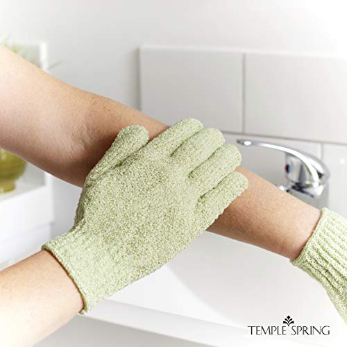 Guantes exfoliantes de bambú, manoplas exfoliantes, exfoliante para baño/ducha, manopla de exfoliación corporal, esponja vegetal, removedor de vello encarnado/piel muerta (Verde salvia)