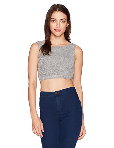 GUESS Women's Sleeveless Layla Twist Back Crop Top, Heather Light Grey, L