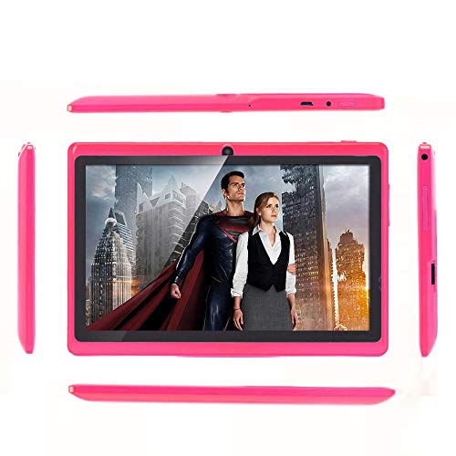 Haehne 7" Tablet PC, Google Android 4.4 Quad Core, 512MB RAM 8GB ROM, Cámaras Duales, WiFi, Bluetooth, para Niños y Adultos, Rosado