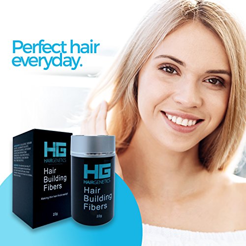 Hair Genetics® Fibras Capilares de Queratina para Cabello - Fórmula Avanzada Cero Picores de Calidad Profesional y Aspecto Natural para Hombres y Mujeres Dispensador 22 g (Castaño Oscuro)