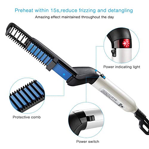 HAIRCURLER Plancha De Barba para Hombre, 2 En 1 Cepillo Multifuncional para Alisar el Cabello Peine Eléctrico en Caliente and Beard Brush Comb para Peinado Peinado de Barba