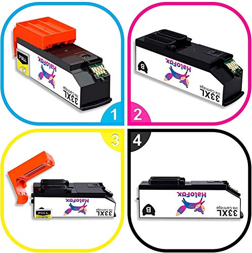 HaloFox 5 Cartuchos de Tinta 33XL (T3351 T3361 T3362 T3363 T3364) BK/PBK/C/Y/M para Epson Expression Premium XP-530 XP-540 XP-630 XP-630 Series XP-635 XP-640 XP-640 Series XP-645 XP-830