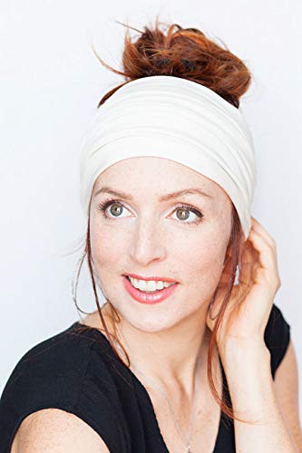 Handcess - Diademas para yoga con turbante ancho, color negro para correr, bandas elásticas para la cabeza para mujeres y niñas (paquete de 4)