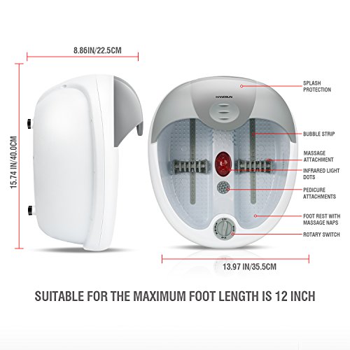 Hangsun - Masajeador de pies y spa FM180 con calentador de infrarrojos, terapia de campo magnético para el cuidado de los pies