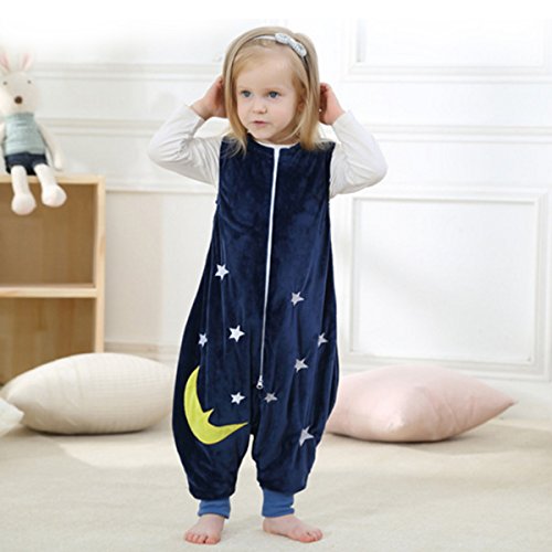 Happy Cherry - Mono Saco de Dormir Infantil del Algodón para Bebé con Dibujo Animado Pijama Franela Cremallera para Niños Niñas - Azul Marino - M(2-4 años)