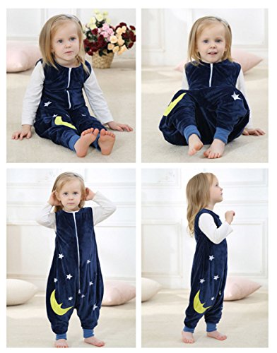 Happy Cherry - Mono Saco de Dormir Infantil del Algodón para Bebé con Dibujo Animado Pijama Franela Cremallera para Niños Niñas - Azul Marino - M(2-4 años)