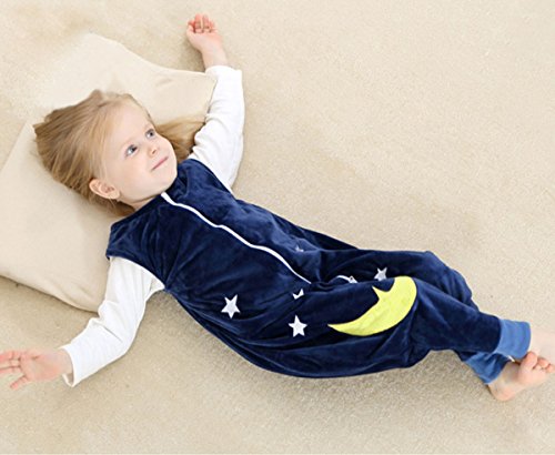 Happy Cherry - Mono Saco de Dormir Infantil del Algodón para Bebé con Dibujo Animado Pijama Franela Cremallera para Niños Niñas - Azul Marino - M(2-4 años)