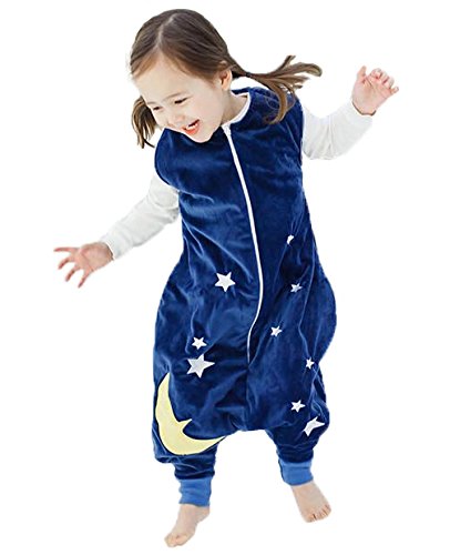 Happy Cherry - Mono Saco de Dormir Infantil del Algodón para Bebé con Dibujo Animado Pijama Franela Cremallera para Niños Niñas - Azul Marino - M(2-4 años)