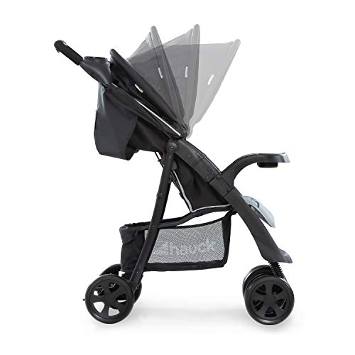 Hauck Shopper Neo II - Silla de paseo con respaldo reclinable, de 0 meses a 25 kg, plegado fácil y compacto, plegable con una mano, ligera, con botellero, negro gris