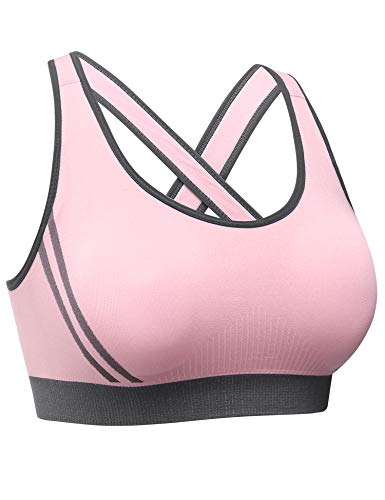 Hawiton Sujetador Deportivo Mujer Sujetador de Soporte Alto Impacto Sin Costuras Desmontable Sujetador Yoga Bra Push up Top Deportivo Sujetador Bustier para Fitness Correr Gimnasio Bailar Negro Niña