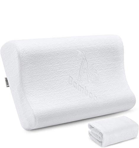 HB life Almohada Viscoelastica, Almohada Espuma de Memoria con Altura Ajustable Gel Disipador de Calor Diseño Ergonómico Reduce Dolores Cervicales con 2 Fundas de Bambú,4 Diferentes Alturas