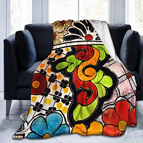 Hdadwy Manta de Tiro, acogedora Manta de vellón, Regalo cálido, súper Suave y Confortable para niños y Adultos, 152 cm x 127 cm, Hermosa Talavera roja y Verde