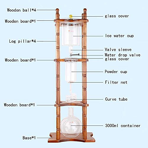 He-art Máquina de café Helada Cold Brew con válvula Control de precisión Jarra de Vidrio de elaboración de Cerveza con Filtro extraíble para Decoraciones de Barras o máquinas de café sin ácido