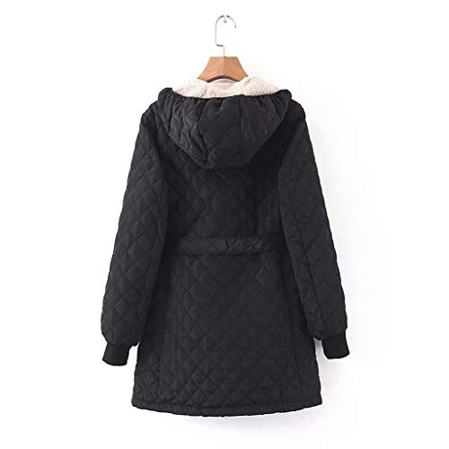 Hebilla de Cuerno de Manga Larga con Capucha Casual de Moda para Mujer con Chaqueta de Bolsillo Abrigos Traje de AlgodóN Regular para Mujer MáS Cremallera Cremallera Chaqueta CáLida de Color SóLido