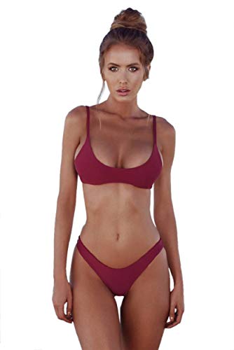 heekpek Bikinis Mujer 2019 Brasileños Bañador Ropa de Baño Push Up Dos Piezas con Relleno Traje de Baño de Tubo Color Liso