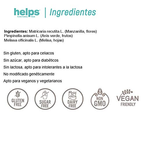 HELPS INFUSIONES - Infusión Para Niños Y Bebes Ecológica Con Manzanilla, Anís Verde Y Melisa. Mejora Digestión Y Elimina Gases. Helps Para Pancitas. Caja De 20 Bolsitas.