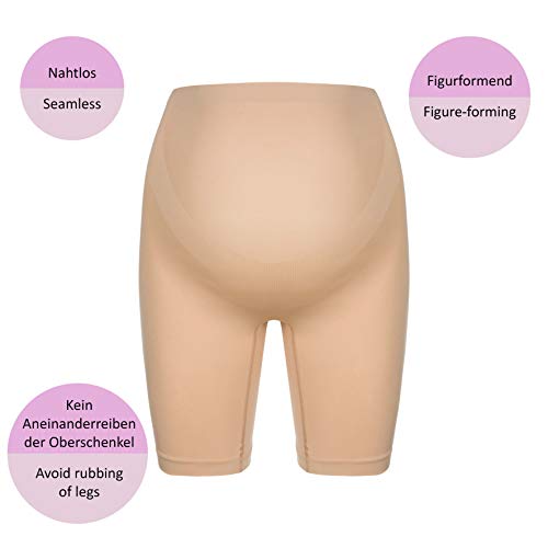 Herzmutter Bragas de Embarazo - Bragas de Maternidad - Pantalones sin Costura - Braguita de premamá - Ropa Interior para Futura mamá - Juego de 1 y 2-5520 (L-XL, Negro/Beige)