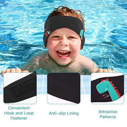 HeySplash Banda para Cabeza de Natación de Neopreno para Niños, Diadema de Oídos Ajustable y Antideslizante Recomendado por Otorrinolaringólogo para Surf Buceo Boga y Rafting, Talla M - Negro