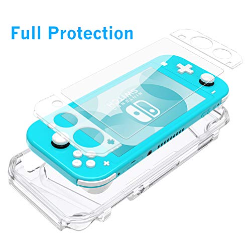 HEYSTOP Funda para Nintendo Switch Lite, Carcasa Switch Lite con Protector de Pantalla y 6 Agarres para el Pulgar, Cubierta Protectora de TPU para Switch Lite con Antiarañazos (Transparente)