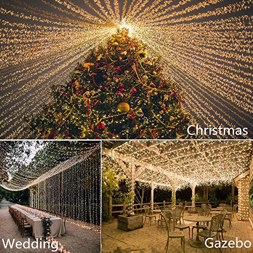 Hezbjiti Navidad Guirnalda Luces Exterior, 120m/393ft 1000 Led Luces de Hadas Blanco Cálido para Interior Fiestas Boda Balcón Casa Arbol de Navidad Jardín