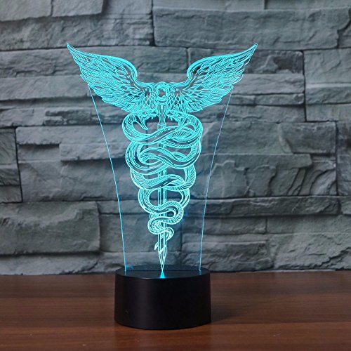 HHANN 3D Luz Nocturna Para Niños, Ala De Serpiente Animal Creativa Led Usb Luces Nocturnas Ilusión Lámpara De Mesa Táctil Luces Con Control Remoto Para La Decoración Del Partido Presentes De Cumpleaño