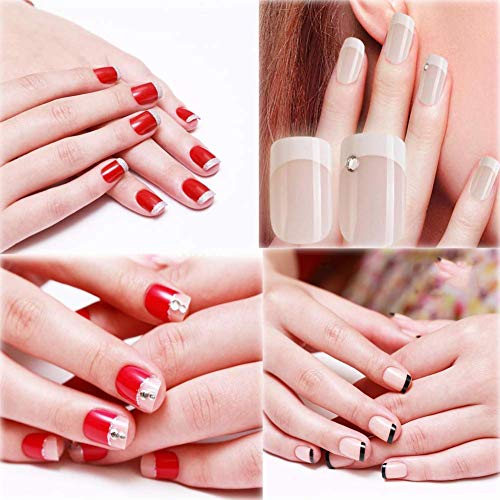 Hilai Pegatinas de Uñas Moda Pegatinas de Uñas Francesas Pegatinas Conjunto con Diferentes Formas para Uñas de Manicura DIY Accesorios Para Uso Profesional o Hogar 1 hoja