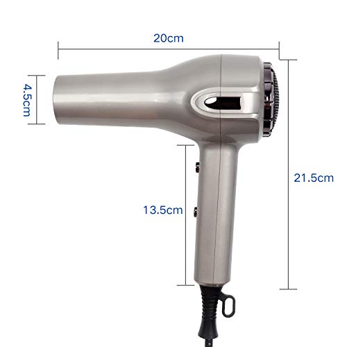 Hiveseen Secador de Pelo Profesional Ionico, 2400W Secador de Cabello Antiencrespamiento con Difusor y Concentrador, 3 Ajustes de Temperatura, Botón de Aire Frío, Potente AC-Motor para Salon y Hogar