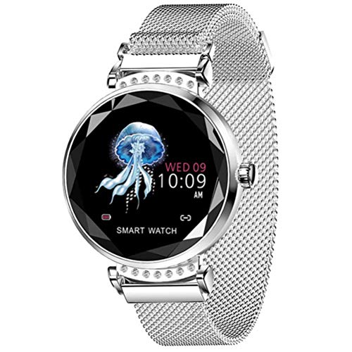 H/L Smartwatch, Fisiológica Notificación Deportes IP67 A Prueba De Agua Reloj Inteligente De Moda Femenina Puede Predecir De Forma Inteligente La Fisiológica Periodo Y del Día De La Ovulación,Plata