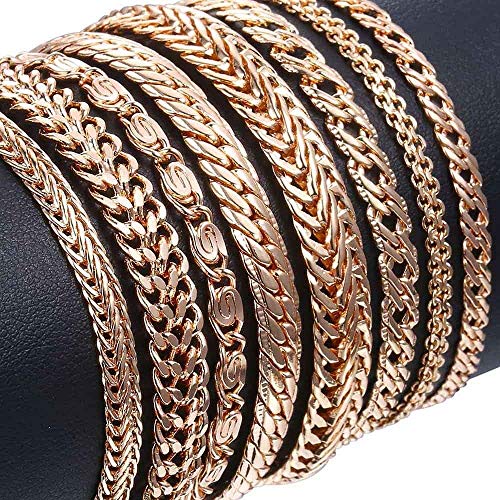 HND ZNXHNDSH 20cm Pulseras for Las Mujeres de los Hombres 585 bordillo de Oro Rosa Caracol Cola de Zorra Cadenas de Acoplamiento Regalos de Joyas Pulseras de Moda Masculina (Color : CB12)