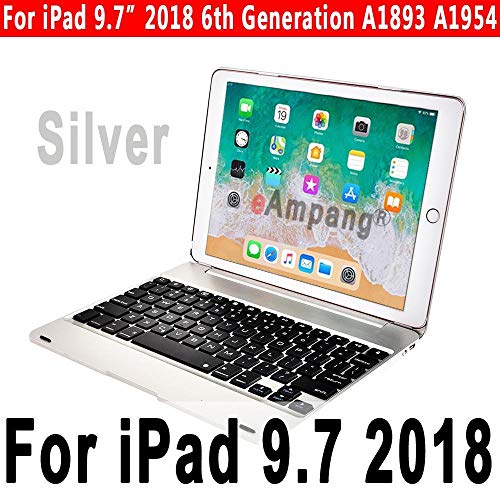 HNKHKJ para Apple iPad 9 7 5th 6th Generation Bluetooth Keyboard Case para iPad Air 1 2 5 6 Pro 9 7 Top Flip Keyboard   Cover-Silver_for_9.7_2018