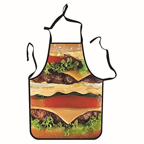 Hombre Regalo Delantal Tablier De Ménage De Cuisine En Coton Mélangé Imprimé Numérique Personnalité Drôle Nouveau Tablier De Barbecue Créatif-Wq-4 Burger_One Taille