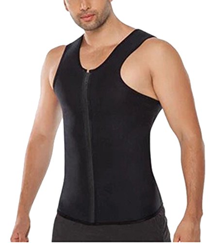 Hombres Camisetas Faja Reductora Adelgazante Compresion de Neopreno para Sudaracion Excesiva Entrenamiento Camisa Adelgazar Rápido con Quema Grasa Faja Deportiva Negro XL