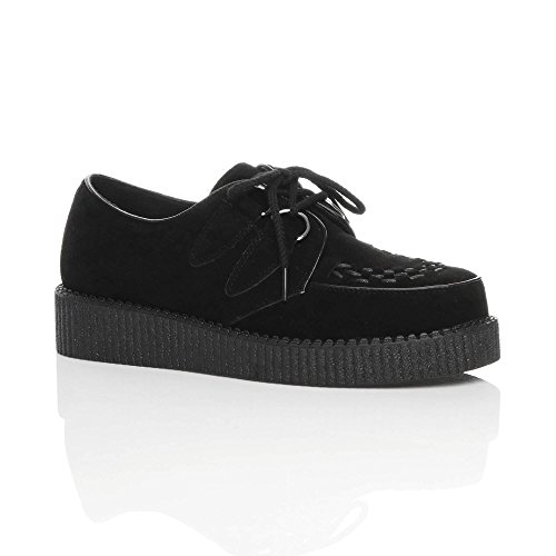 Hombres Plano cuña Plataforma Punk gótico Psychobilly Creepers Zapatos con Cordones número 12 46