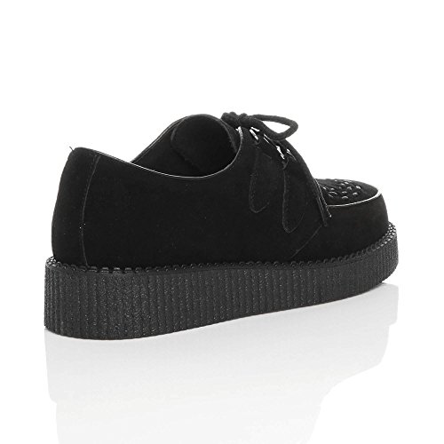 Hombres Plano cuña Plataforma Punk gótico Psychobilly Creepers Zapatos con Cordones número 12 46