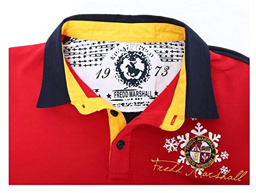 Hombres Primavera Camiseta Manga Larga Golf Logotipo Bordado Camiseta Punto (XL, Rojo)