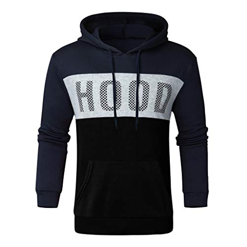 Hombres Sudadera con Capucha Casual Tops Deporte Blusa Manga Larga De Patchwork Blanca Beisbol Divertidas Camuflaje Calavera Camisas Otoño riou (Black 2, M)