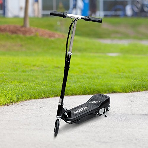 HOMCOM Patinete Plegable Niño Eléctrico Tipo Scooter con Manillar Azul Patinete Eléctrico Plegable Tipo Scooter con Manillar Ajustable Freno y Pie de Apoyo 120W Carga 50kg 78x37x99cm (Negro)