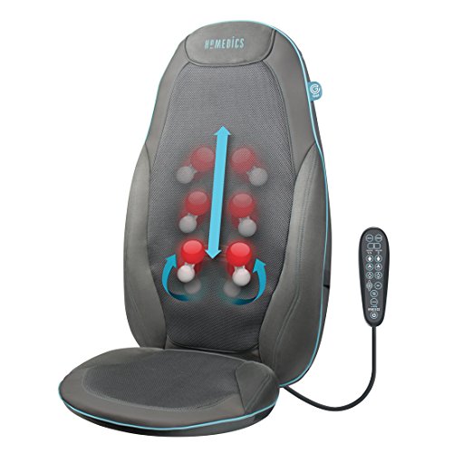 HoMedics Gel Asiento Masajeador para la Espalda y Hombros, Silla Eléctrica con Calor y Nodos Giratorios para Masajes Relajantes Shiatsu en tu Hogar, Intensidad Regulable por Control Remoto