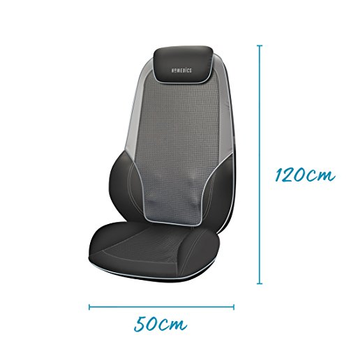 HoMedics Shiatsu Max 2.0 Asiento de Masajes Eléctrico para Espalda, Hombros y Glúteos, Silla Masajeadora con 14 Programas, Intensidad y Calor Regulables, Vibración, Masaje Localizado o Completo