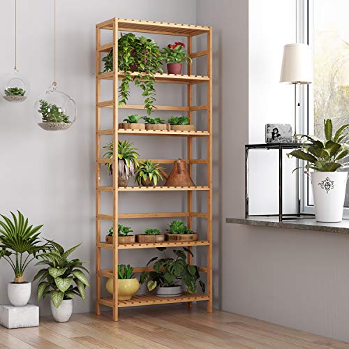 Homfa Estantería Bambú para Baño Bastidores para Plantas Estantería Almacenaje para Cocina de 6 Niveles 60x26x161cm