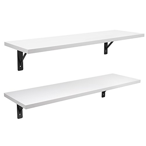 Homfa Estantes para Pared Juego de 2 Estanterías Estantes para Libros Blanco 65x20x13cm Carga de15KG