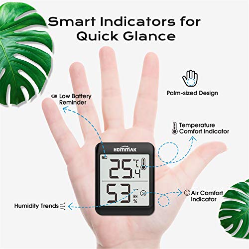 Hommak Mini Higrómetro Termómetro, Digital Termohigrómetro Interior, Medidor para Temperatura y Humedad, Casa, Hogar, Oficina, Salón