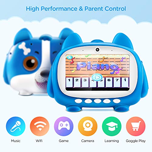 HOPLAZA Tablet para niños, 7 Pulgadas IPS 1024x600 Display con WiFi Bluetooth 1GB RAM 16GB ROM Control Parental y Google Play iWawa Educativos Software Stylus Pen Incluido