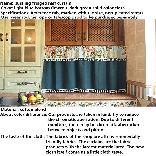 HRYJ Cortinas Europea Empalme Media Cortina para Puerta Cortina de Cocina Media Cortina de Armario Borla de Flores Media Cortina 130x72cm (51x28 Pulgadas)