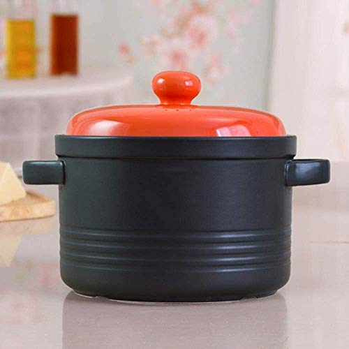 HSBAIS Horno holandés, Cerámica Hierro colado 5L con Tapa Cazuelas de Horno Antiadherente Redondo Cacerolas para Horno de Acero al Carbono,Black