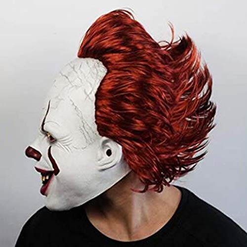 HUA JIE Máscara Led De Halloween, Látex Payaso con Peluca, Adecuada para Vacaciones, Navidad, Carnaval, Fiesta, Mascarada, Cosplay, Juguetes Decorativos Brillantes